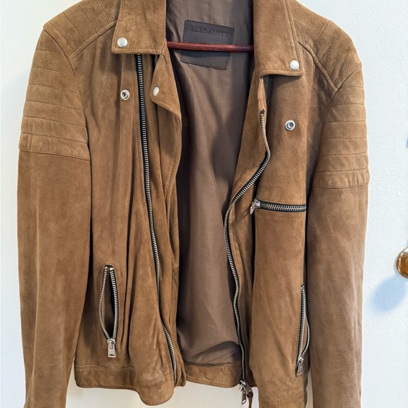 All Saints Tan Suede Jacket - Picture 2 of 5